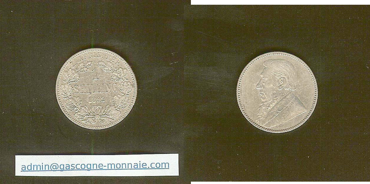 Afrique du Sud 1 shilling 1892 TB+ à TTB